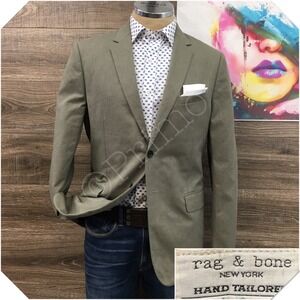 RAG BONE Mens Canvas Blazer Sport Coat Casual Jacket Size 42L Slim Cotton Suit